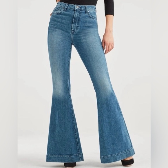 7 FOR ALL MANKIND | Mega Flare Jeans Cashmere Size 26 Retro Y2K Kendrick Lamar - Picture 2 of 9